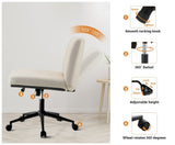 NNEED Mid Back Office Chair Wide Seat with Wheels Linen Beige
