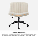 NNEED Mid Back Office Chair Wide Seat with Wheels Linen Beige