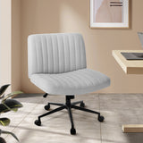 NNEED Mid Back Office Chair Wide Seat with Wheels Linen Grey