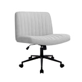 NNEED Mid Back Office Chair Wide Seat with Wheels Linen Grey