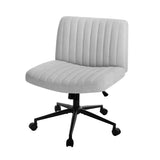 NNEED Mid Back Office Chair Wide Seat with Wheels Linen Grey