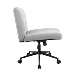 NNEED Mid Back Office Chair Wide Seat with Wheels Linen Grey