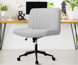 NNEED Mid Back Office Chair Wide Seat with Wheels Linen Grey
