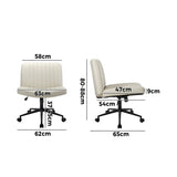 NNEED Mid Back Office Chair Wide Seat with Wheels Leather Beige