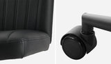 NNEED Mid Back Office Chair Wide Seat with Wheels Leather Black