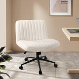 NNEED Mid Back Office Chair Wide Seat with Wheels Sherpa White