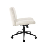 NNEED Mid Back Office Chair Wide Seat with Wheels Sherpa White