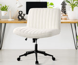 NNEED Mid Back Office Chair Wide Seat with Wheels Sherpa White