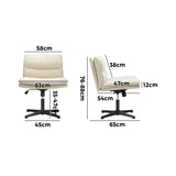 NNEED Mid Back Armless Office Chair Wide Seat Linen Beige