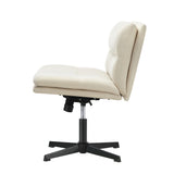 NNEED Mid Back Armless Office Chair Wide Seat Linen Beige