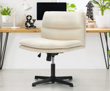 NNEED Mid Back Armless Office Chair Wide Seat Linen Beige