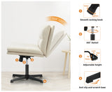 NNEED Mid Back Armless Office Chair Wide Seat Linen Beige