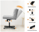 NNEED Mid Back Armless Office Chair Wide Seat Linen Grey