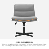 NNEED Mid Back Armless Office Chair Wide Seat Linen Grey