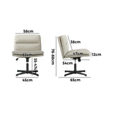 NNEED Mid Back Armless Office Chair Wide Seat Leather Beige