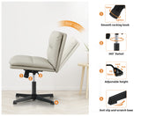 NNEED Mid Back Armless Office Chair Wide Seat Leather Beige