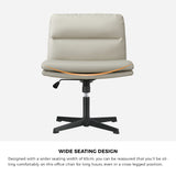 NNEED Mid Back Armless Office Chair Wide Seat Leather Beige