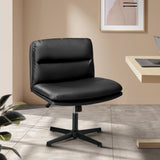 NNEED Mid Back Armless Office Chair Wide Seat Leather Black