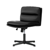 NNEED Mid Back Armless Office Chair Wide Seat Leather Black