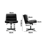 NNEED Mid Back Armless Office Chair Wide Seat Leather Black