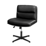 NNEED Mid Back Armless Office Chair Wide Seat Leather Black
