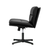 NNEED Mid Back Armless Office Chair Wide Seat Leather Black