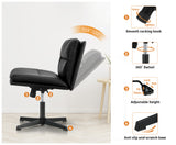 NNEED Mid Back Armless Office Chair Wide Seat Leather Black