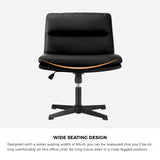 NNEED Mid Back Armless Office Chair Wide Seat Leather Black