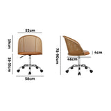 NNEED Rattan Office Chair PU Leather Seat Light Brown