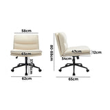NNEED Mid Back Office Chair Wide Seat Linen Beige with Wheels