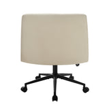 NNEED Mid Back Office Chair Wide Seat Linen Beige with Wheels