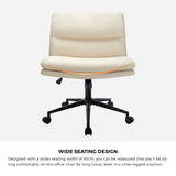 NNEED Mid Back Office Chair Wide Seat Linen Beige with Wheels