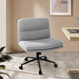 NNEED Mid Back Office Chair Wide Seat Linen Grey with Wheels