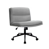 NNEED Mid Back Office Chair Wide Seat Linen Grey with Wheels