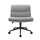 NNEED Mid Back Office Chair Wide Seat Linen Grey with Wheels