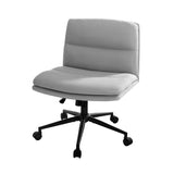 NNEED Mid Back Office Chair Wide Seat Linen Grey with Wheels