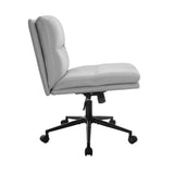 NNEED Mid Back Office Chair Wide Seat Linen Grey with Wheels