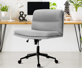 NNEED Mid Back Office Chair Wide Seat Linen Grey with Wheels