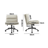 NNEED Mid Back Office Chair Wide Seat Leather Beige with Wheels