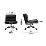 NNEED Mid Back Office Chair Wide Seat Leather Black with Wheels