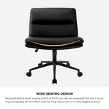 NNEED Mid Back Office Chair Wide Seat Leather Black with Wheels