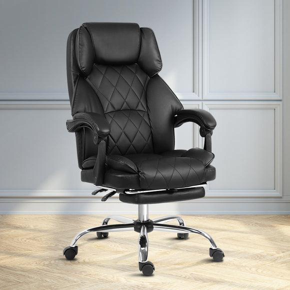 NNEDSZ Artiss Executive Office Chair Leather Footrest Black