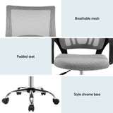NNEDSZ Artiss 2x Mesh Office Chair Mid Back Grey