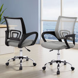 NNEDSZ Artiss 2x Mesh Office Chair Mid Back Grey