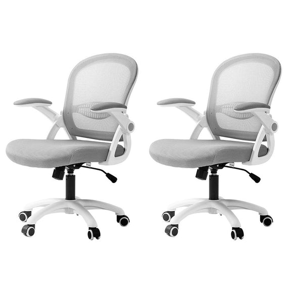 NNEDSZ Artiss 2x Mesh Office Chair Computer Gaming Desk Chairs Work Study Mid Back Grey