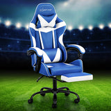 NNEDSZ Gaming Office Chair Executive Computer Leather Chairs Footrest Blue White