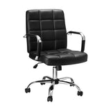 NNEDSZ Office Chair PU Leather Mid Back Black