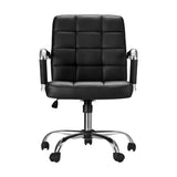 NNEDSZ Office Chair PU Leather Mid Back Black
