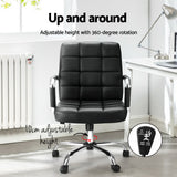 NNEDSZ Office Chair PU Leather Mid Back Black