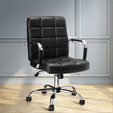 NNEDSZ Office Chair PU Leather Mid Back Black